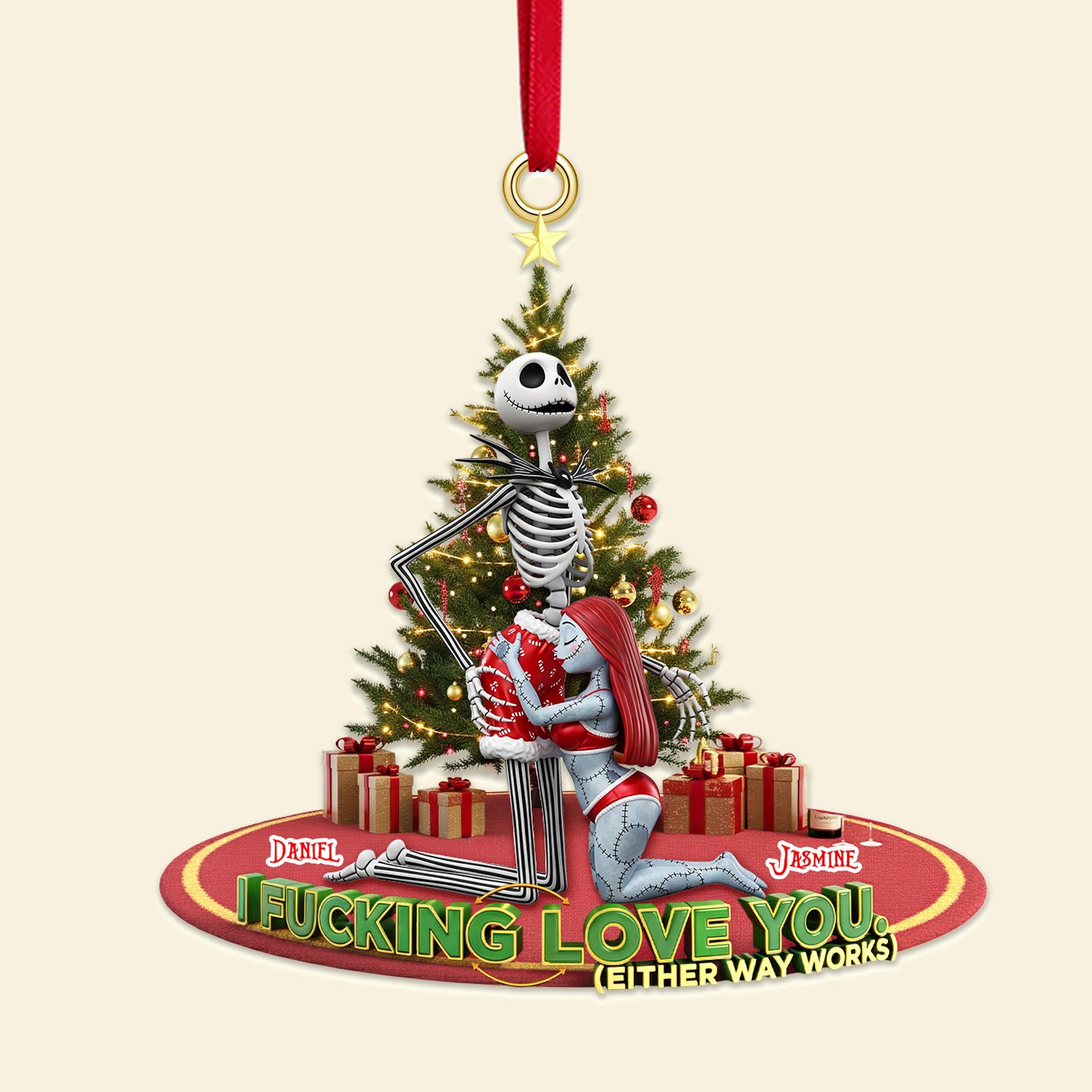 I FUCKING LOVE YOU (Either Way Works) - Personalized Acrylic Ornament for Couples Ornament PopCulturePrints