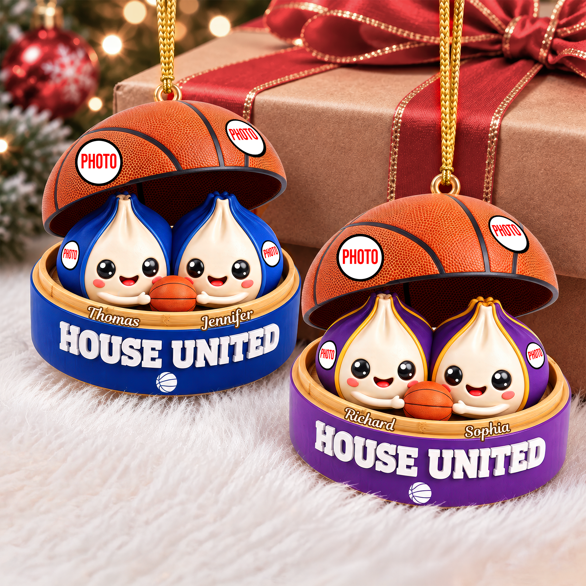 House United Dumpling Couple Ornament - Personalized Gifts For Sport Lover Couple Christmas Ornament 04HUQN131026 Ornament PopCulturePrints