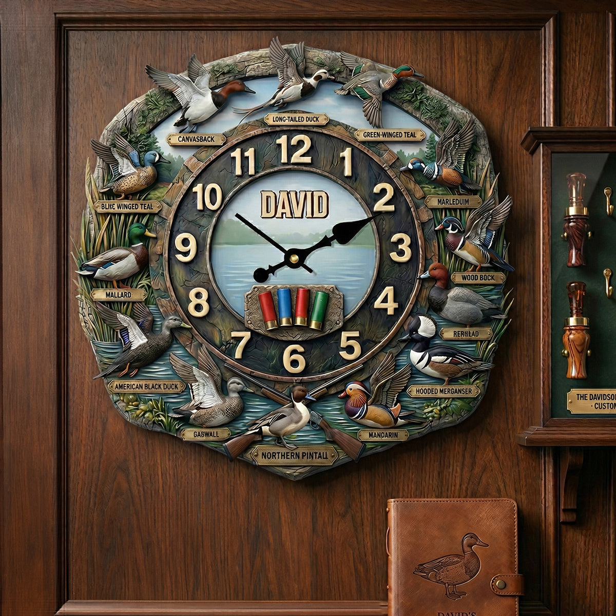 Personalized Duck Hunting Wall Clock - A Special Gift for Hunters Hanging Wall Clock PopCulturePrints