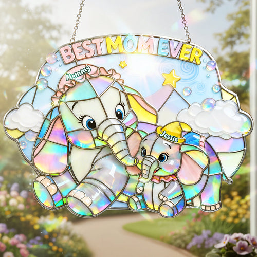 Best Mom Ever Suncatcher Ornament - A Personalized Gift for Moms and Grandmas Ornament PopCulturePrints