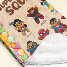 Load image into Gallery viewer, Personalized Superhero Cookie Squad Blanket for Grandma Blanket PopCulturePrints
