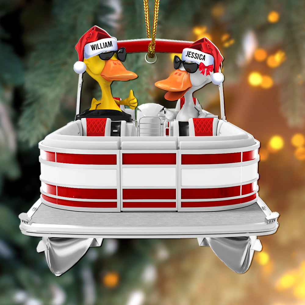 Personalized Pontoon Trip Duck Christmas Ornament