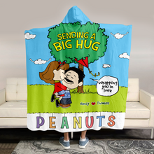 Load image into Gallery viewer, Custom Cartoon Couple Christmas Hooded Blanket – Perfect Personalized Gift
