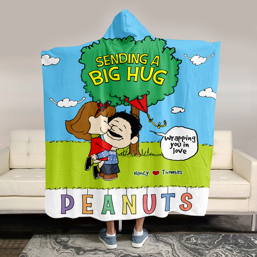 Custom Cartoon Couple Hooded Blanket - Personalized Valentine's Day & Christmas Gift Blanket PopCulturePrints