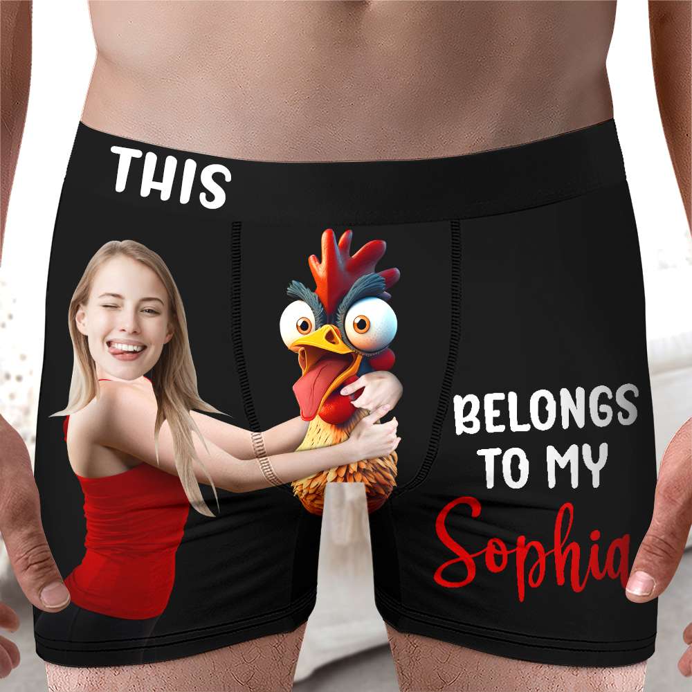 This Cock Belongs To My Sophia - Personalized Funny Boxer Shorts Boxer Briefs PopCulturePrints