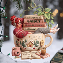 Load image into Gallery viewer, Just A Girl Lost In Books Ornament - Personalized Gift for Book Lovers Ornament PopCulturePrints

