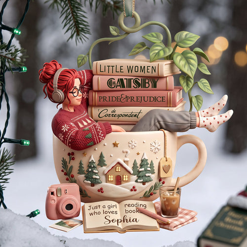 Just A Girl Lost In Books Ornament - Personalized Gift for Book Lovers Ornament PopCulturePrints