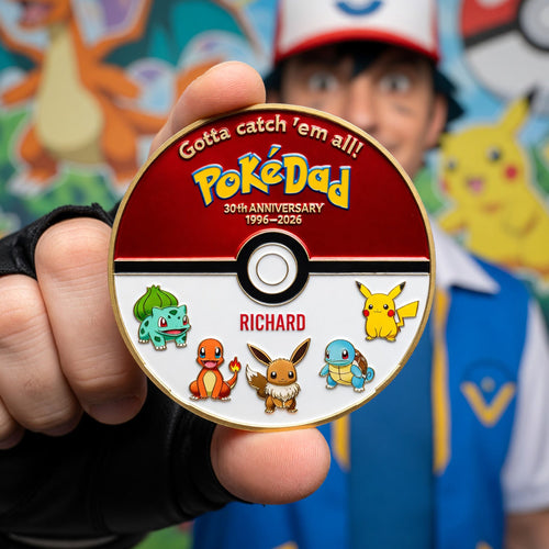 Gotta Catch 'Em All! Personalized Adventure Trainer Metal Coin - Perfect Gift for Dad, Grandpa & Pokémon Fans Coin PopCulturePrints