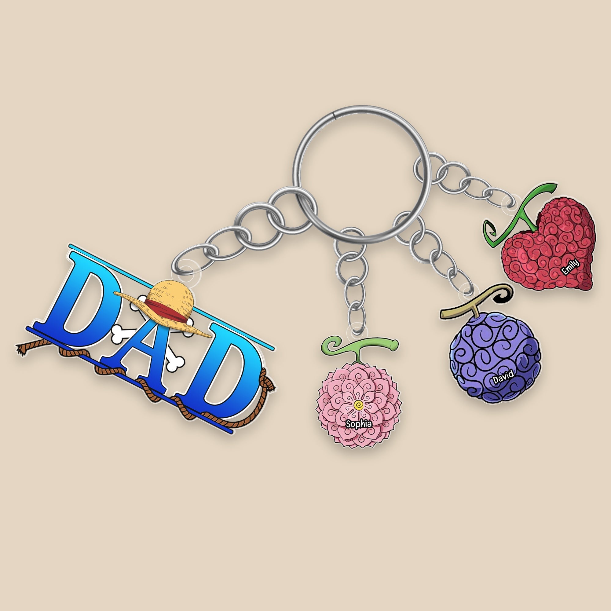 Personalized Pirate Dad Keychain with Custom Charms Keychains PopCulturePrints
