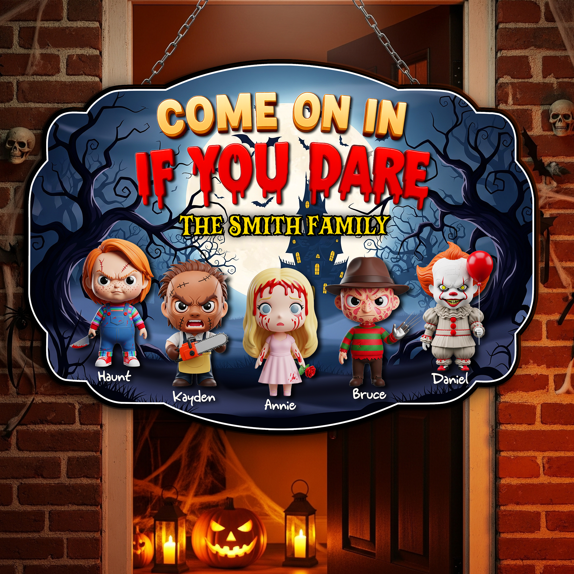 Embrace the Spookiness: Haunted Family Wood Sign - Personalized Gift for Halloween Lovers Wood Sign PopCulturePrints