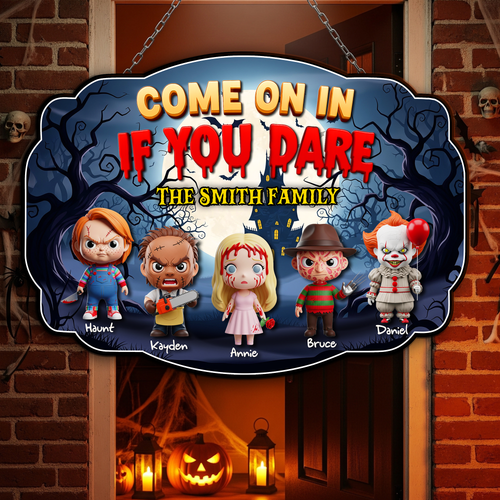 Embrace the Spookiness: Haunted Family Wood Sign - Personalized Gift for Halloween Lovers Wood Sign PopCulturePrints
