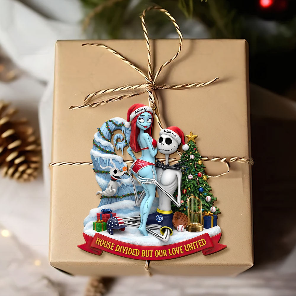 “House Divided But Our Love United” - Personalized Naughty Spooky Couple Ornament - Custom Gift for Halloween Lovers Ornament PopCulturePrints