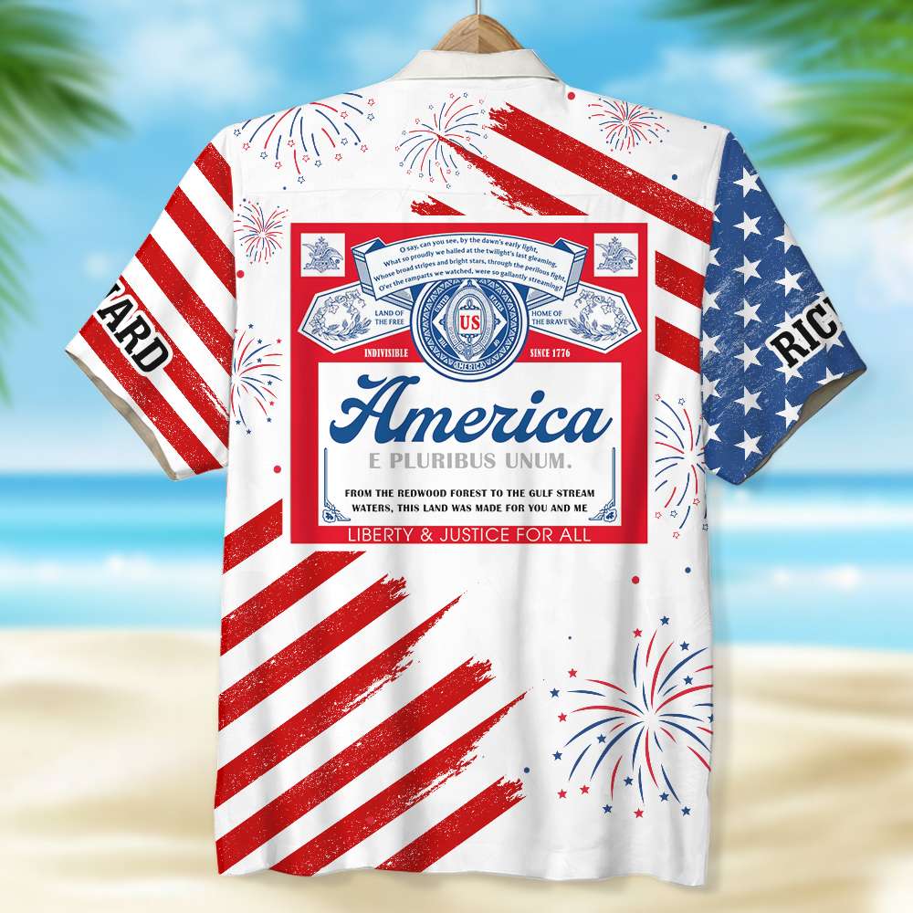 Personalized Patriotic Hawaiian Shirt for Dad Hawaiian Shirts PopCulturePrints