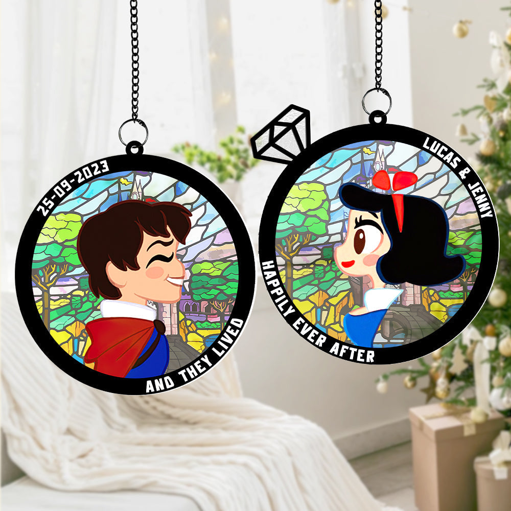 Custom Couple Suncatcher Ornament - Personalized Christmas Gift Suncatcher PopCulturePrints