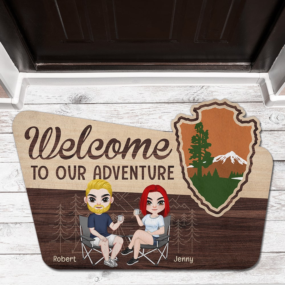 Personalized Camping Couple Doormat - Welcome to Our Adventure Doormat PopCulturePrints