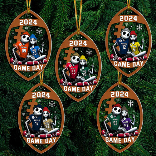 Custom Football Ornament for Couples - Personalized 2024 Valentine’s Day Gifts Ornament PopCulturePrints