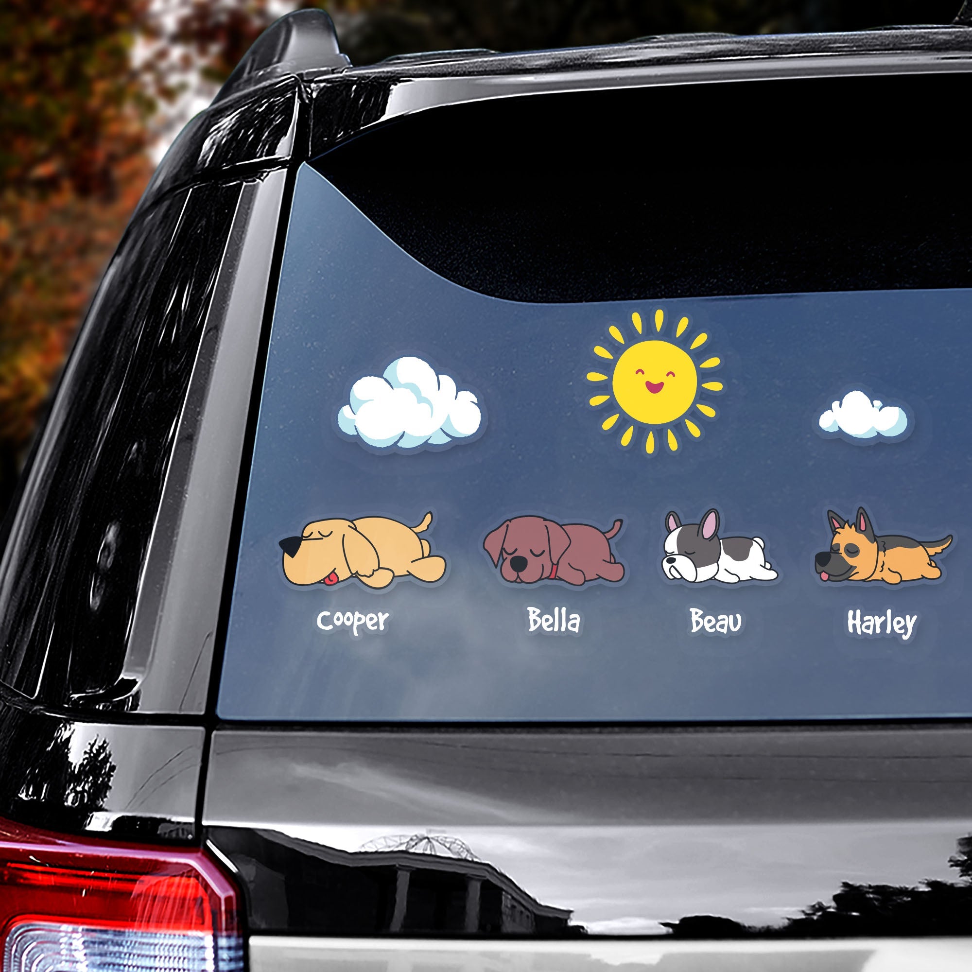 Custom Dog Lover Car Window Decal - Personalized Cute Cartoon Dog Stickers