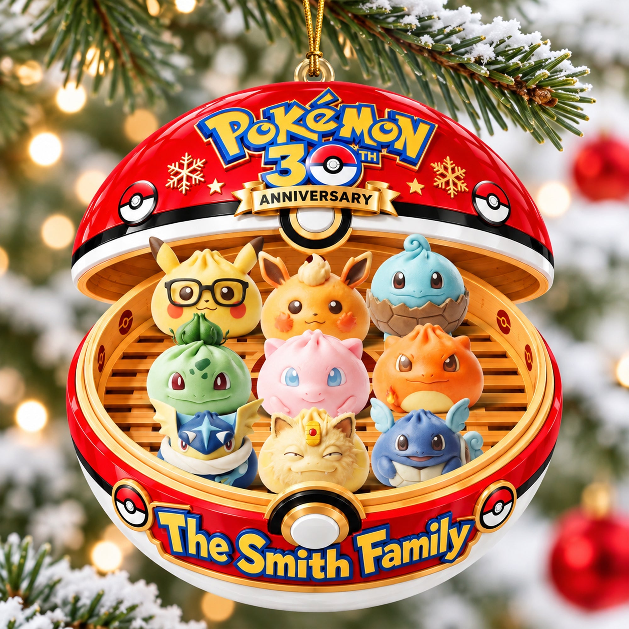 Celebrate Your Family with Cute Dumpling Family Christmas Ornament - Personalized Gift