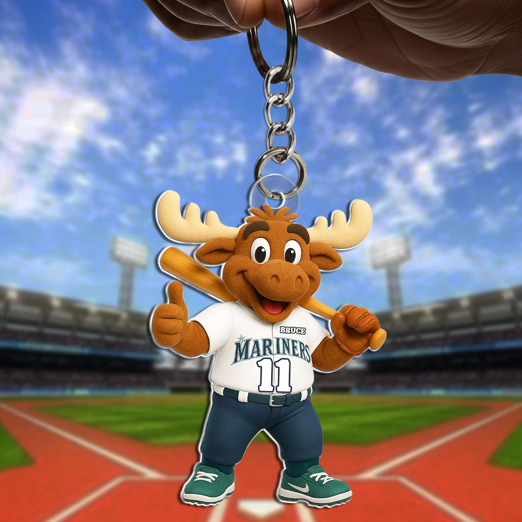 “Level Up Your Game!” Cute Mascot Baseball Acrylic Keychain - Personalized Gifts for Baseball Lovers Keychains PopCulturePrints