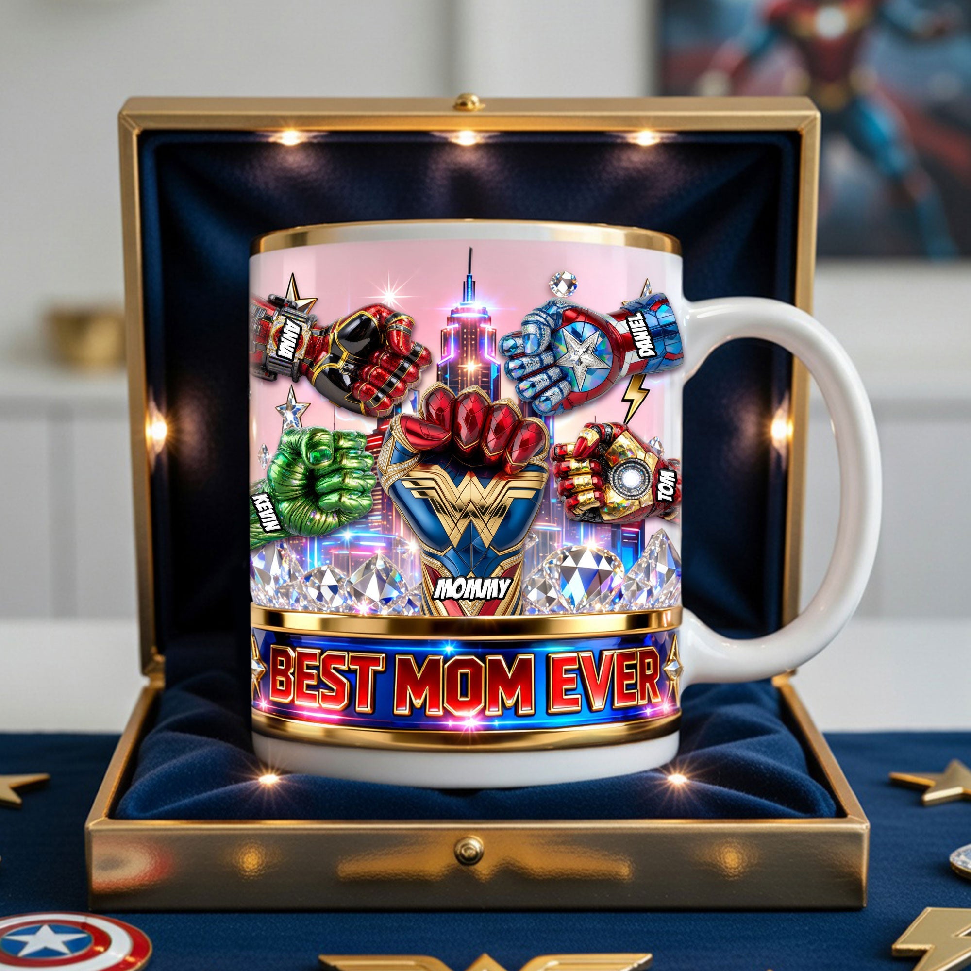 Best Mom Ever - Super Fist Bump Personalized Coffee Mug | Custom Gifts for Mom, Grandma & More Coffee Mug PopCulturePrints