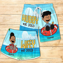 Load image into Gallery viewer, Personalized Couple Matching Shorts - Fun &amp; Unique Design Beach Shorts PopCulturePrints
