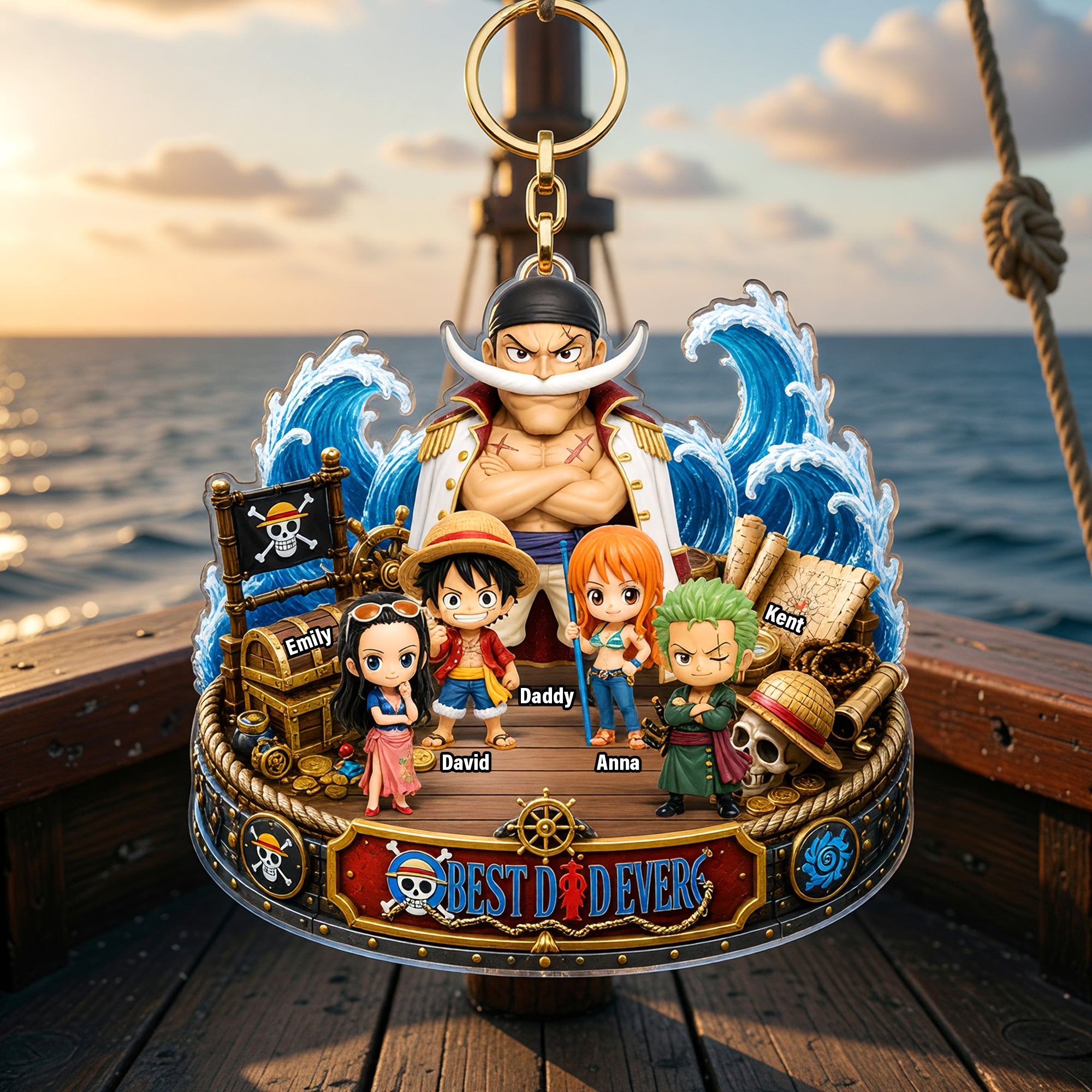 “The Best Dad Ever on an Epic Sea Adventure” - Personalized Keychain Gift for Dads, Grandpa, and Fathers Keychains PopCulturePrints