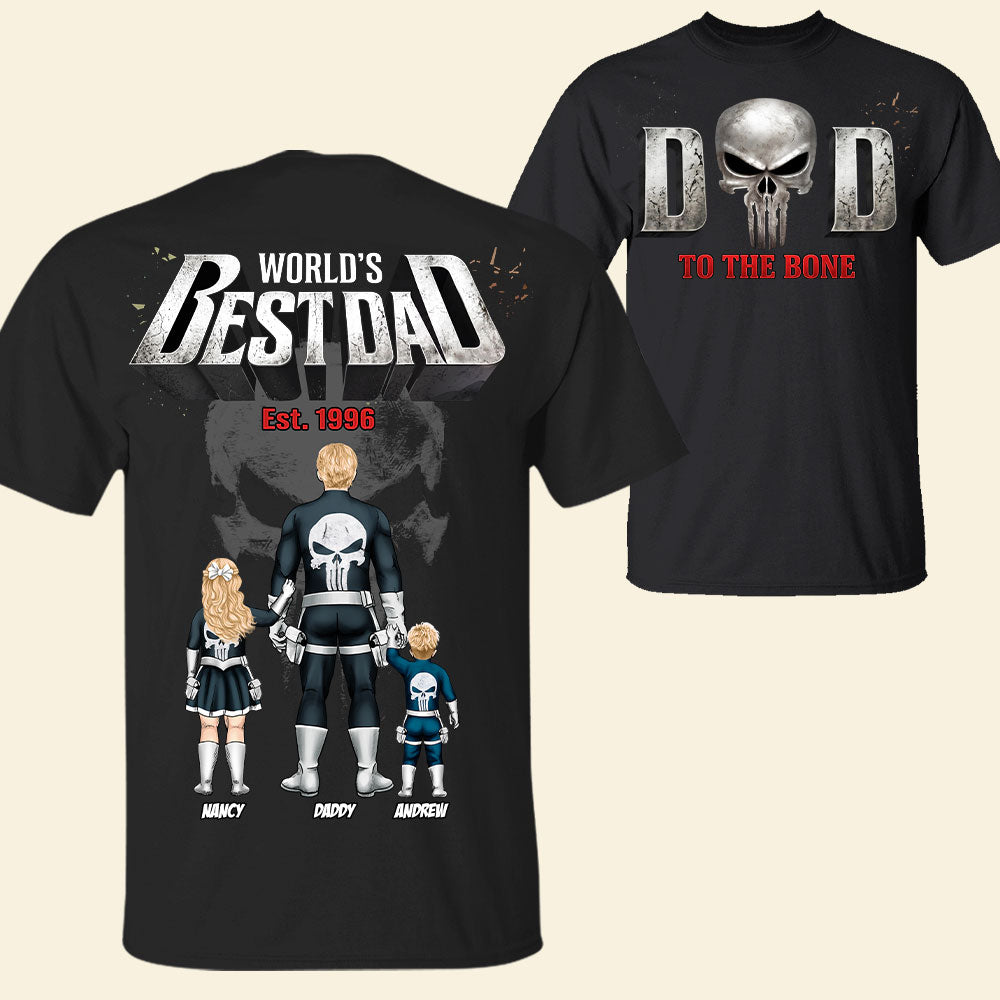 "Dad to the Bone" - Personalized Warrior Shirt - Gift for Dad and Grandpa Shirts PopCulturePrints