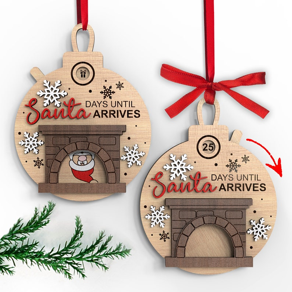 Personalized Funny Fireplace Santa Christmas Countdown Ornament