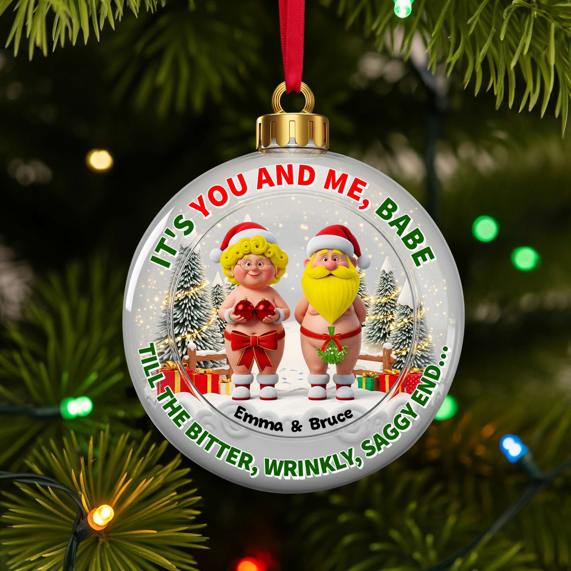 It's You and Me, Babe - Grumpy Couple Christmas Ornament - Personalized Gift for Couples Ornament PopCulturePrints