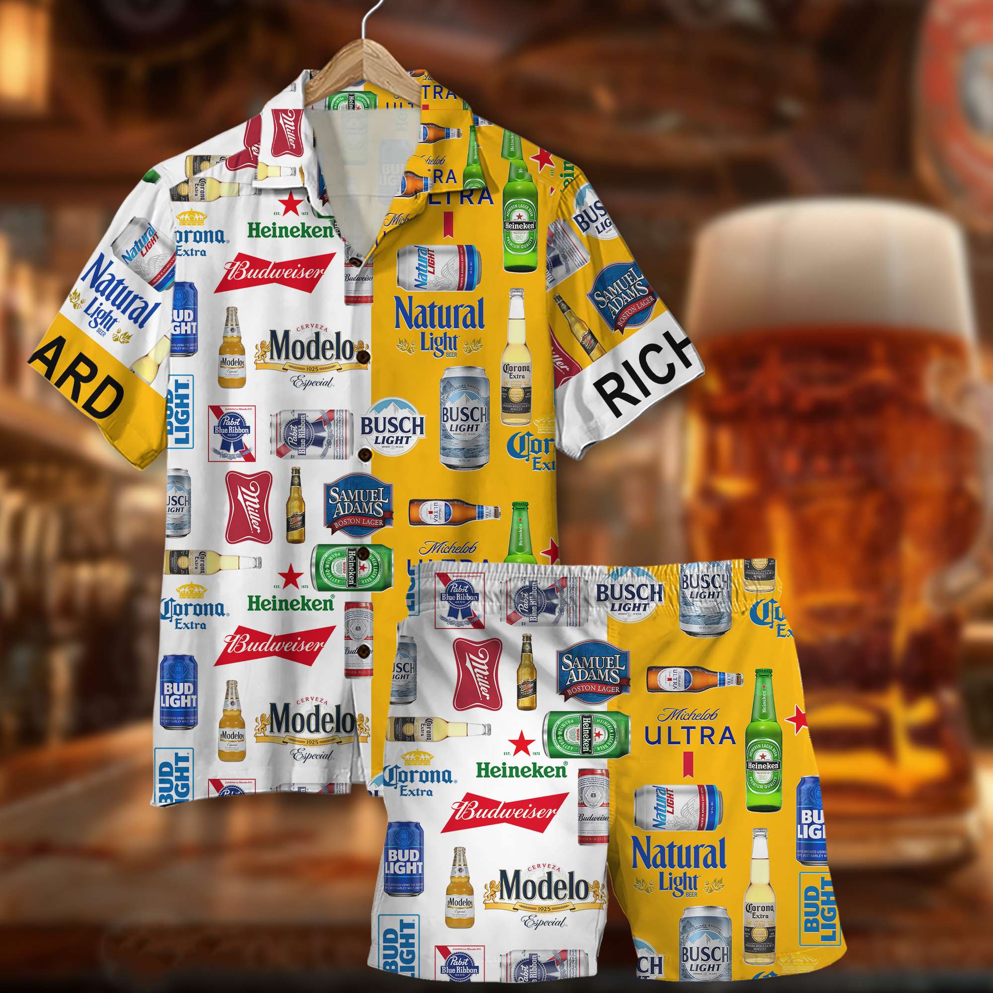 Personalized Beer Brands Hawaiian Shirt Set for Beer Lovers