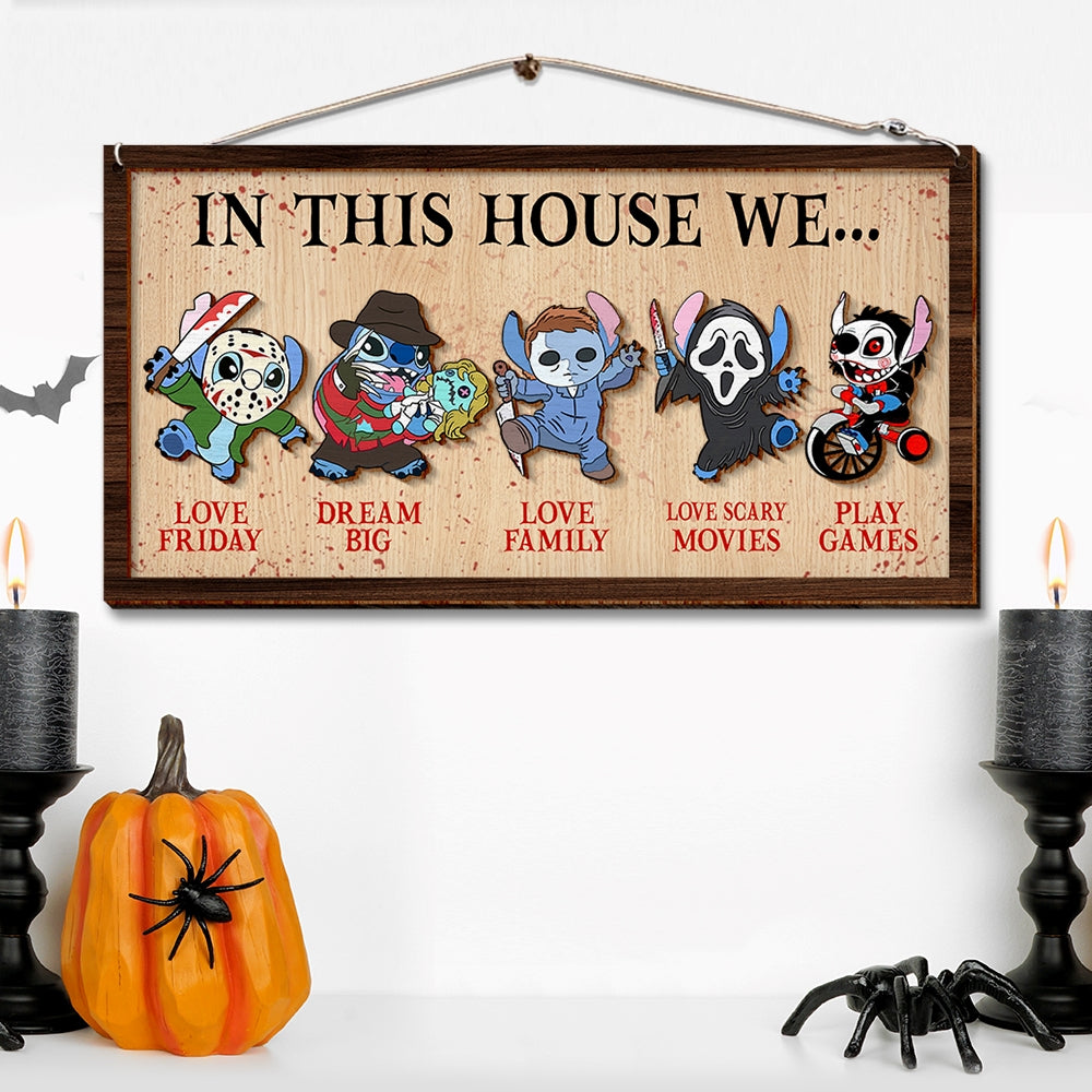 Personalized Halloween Movie Fan Wood Sign - Custom Home Decor