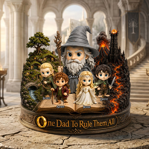 One Dad To Rule Them All - Personalized Dad's Legendary Quest Plaque - Perfect Gift for Dads, Grandpas, and More Shaped Plaques PopCulturePrints