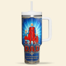 Load image into Gallery viewer, "You're Our Superhero - Fearless Guardian Dad Tumbler", Personalized Gift for Dads &amp; Grandpas Tumbler Cup PopCulturePrints
