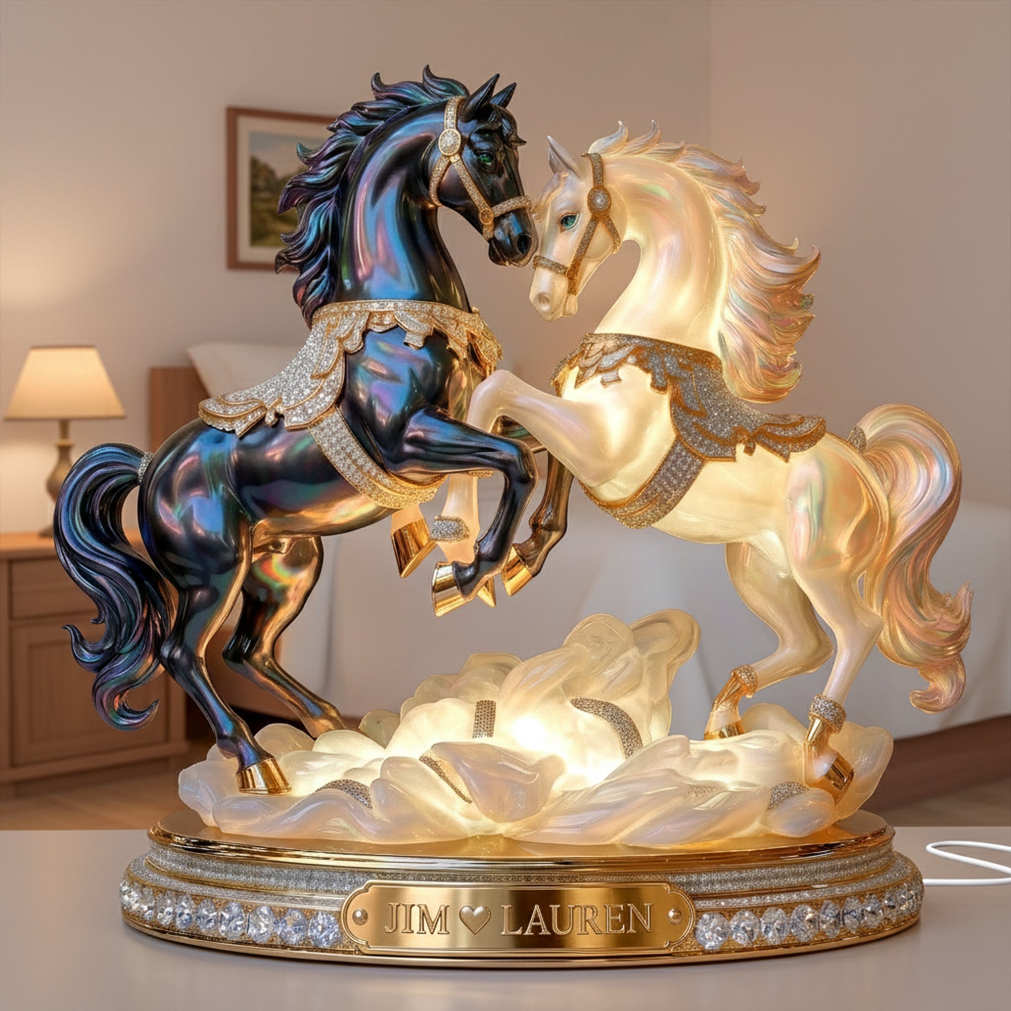 “Celebrate Your Love with a Touch of Elegance” - Luxury Horse Couple Light Box, Personalized Gift for Couples & Horse Lovers Light Box PopCulturePrints