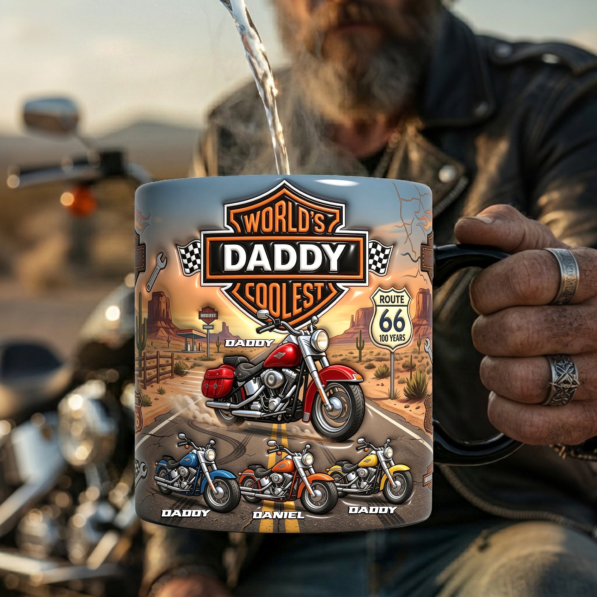 World's Coolest Dad Motorcycle Magic Mug - Personalized Gifts for Father's Day Biker Dads Coffee Mug PopCulturePrints