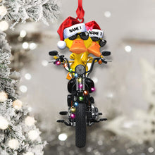 Load image into Gallery viewer, Personalized Duck Couple Christmas Ornament - Biker Theme
