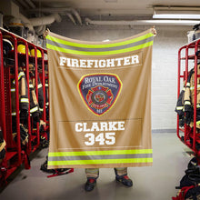 Load image into Gallery viewer, Custom Firefighter Blanket - Personalized Fire Station Logo &amp; Name Blanket PopCulturePrints
