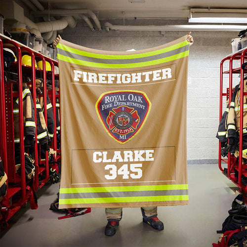 Custom Firefighter Blanket - Personalized Fire Station Logo & Name Blanket PopCulturePrints