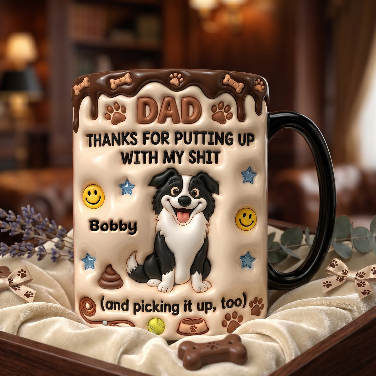 “Dad, Thanks For Putting Up With My Shit” - Personalized Dog Dad Magic Ceramic Coffee Mug - Unique Gift for Dad, Grandpa, Dog Lovers Coffee Mug PopCulturePrints