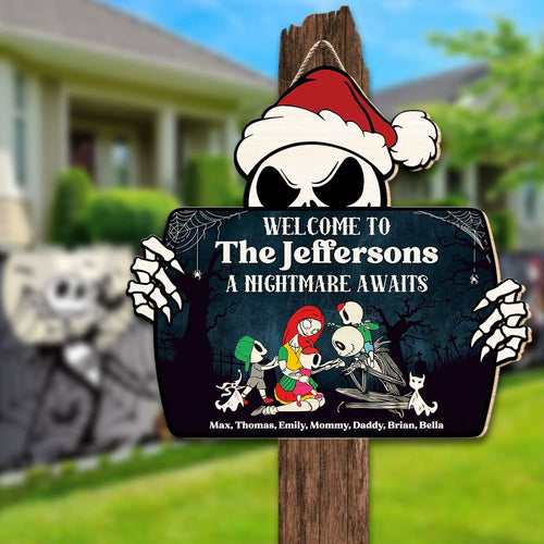 Custom Horror Family Wood Sign - Welcome A Nightmare Wood Sign PopCulturePrints