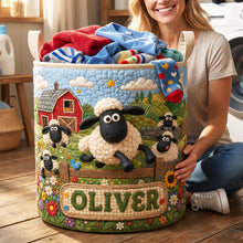 Load image into Gallery viewer, "Embrace Farm Life with a Personal Touch" - Farm Life Quilted Laundry Basket, Custom Personalization for All Occasions
