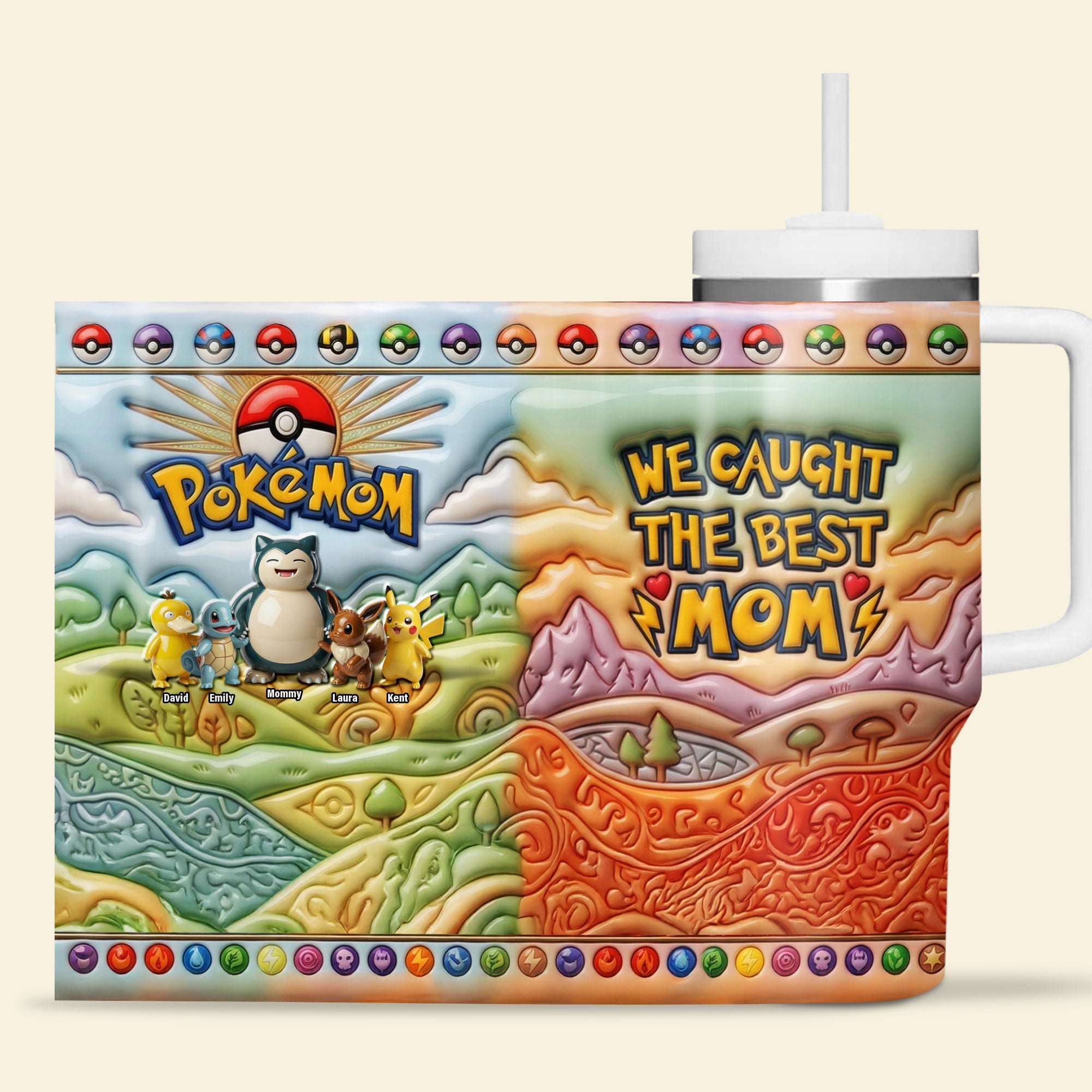 We Caught the Best Mom - 40oz Tumbler With Handle - Personalized Gift for Moms and Grandmas Tumbler Cup PopCulturePrints