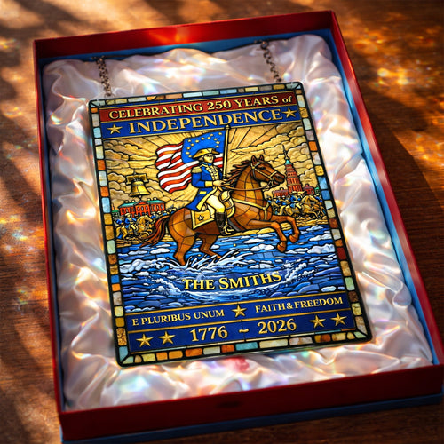 Celebrate Freedom: 250th Anniversary America Suncatcher - Personalized Gift for Everyone Ornament PopCulturePrints
