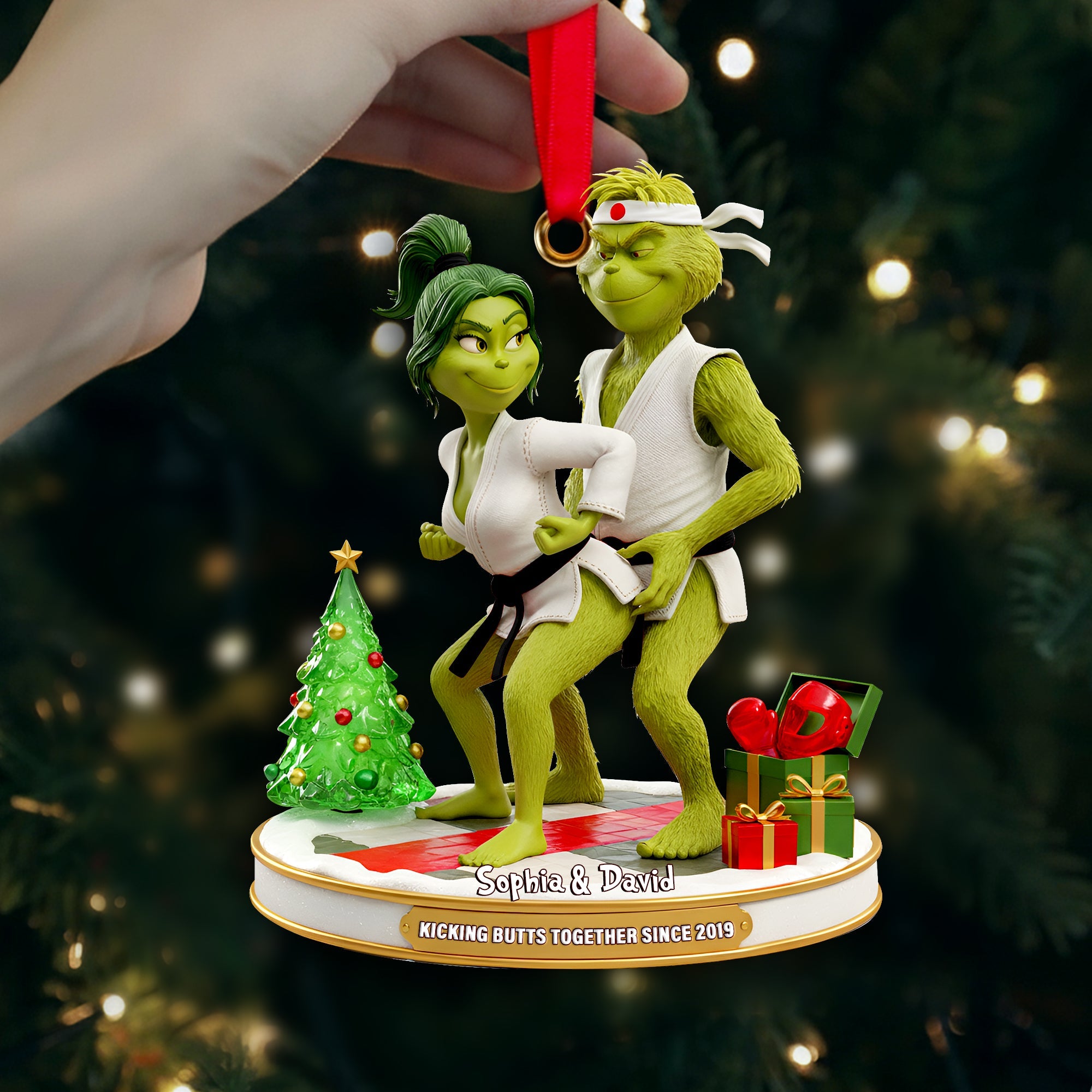 Kicking Butts Together - Personalized Karate Couple Acrylic Ornament for Fun-Loving Couples Ornament PopCulturePrints