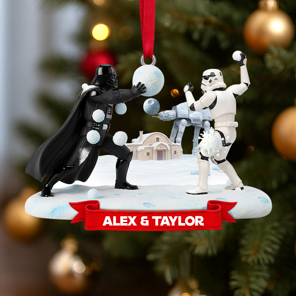 Celebrate with a Snowball Fight - Galactic Snowball Fight Ornament | Personalized Christmas Gifts for Star Wars Fans Ornament PopCulturePrints