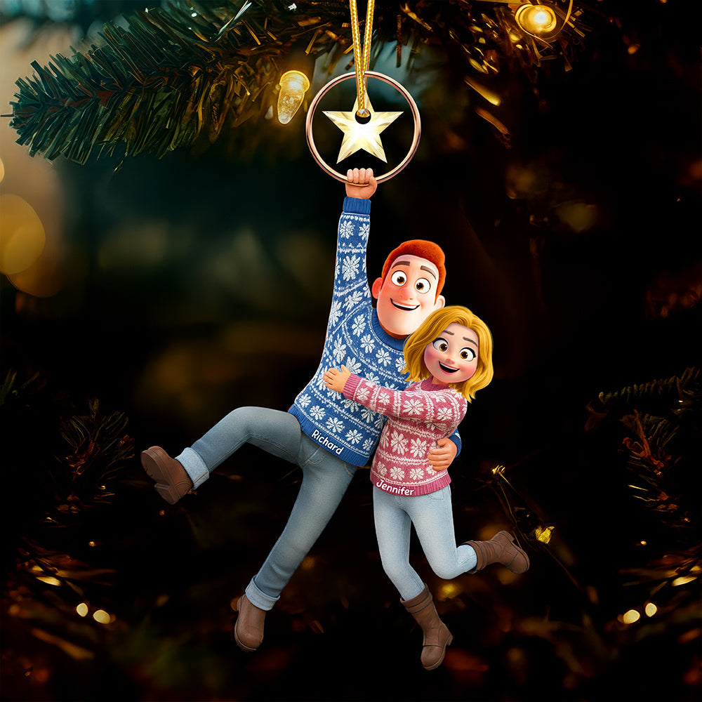 "Celebrate Love with Our Personalized Fun Hanging Couple Ornament - Custom Gift for Your Special Someone" Ornament PopCulturePrints
