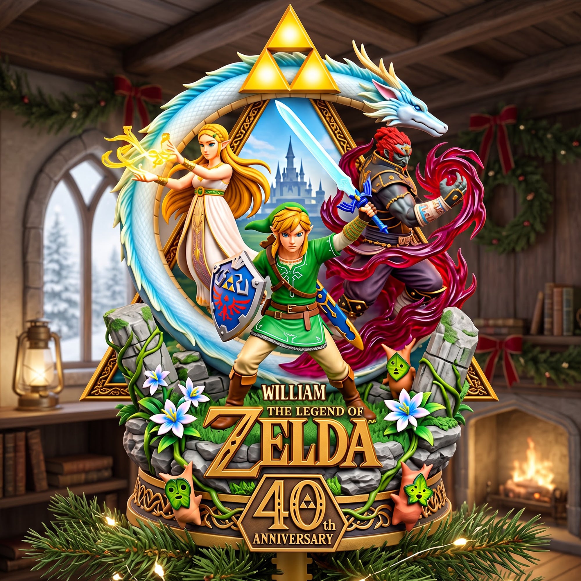 Celebrate 40 Years of Adventure - Personalized Acrylic Christmas Tree Topper for Gamers Ornament PopCulturePrints