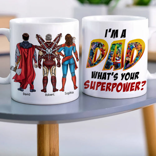 Personalized Superhero Dad Coffee Mug - Custom Names Coffee Mug PopCulturePrints