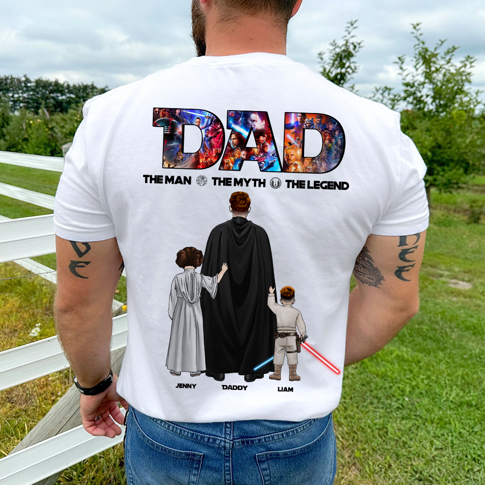 A Legend in Every Stitch - The Galaxy Dad Shirt - Personalized Gift for Dad Shirts PopCulturePrints