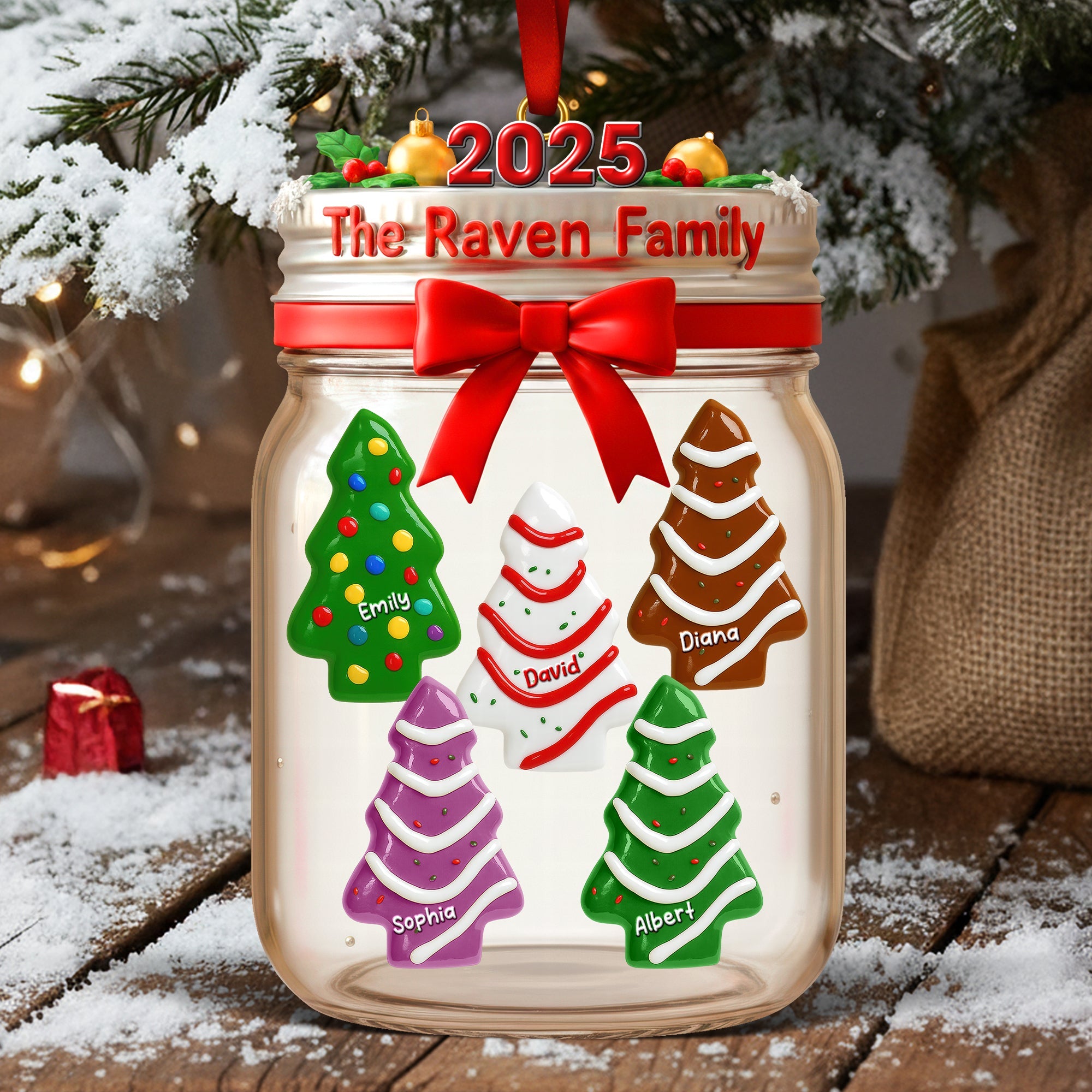 Celebrate Family Joy with Our Personalized Christmas Tree Cake Acrylic Ornament Ornament PopCulturePrints